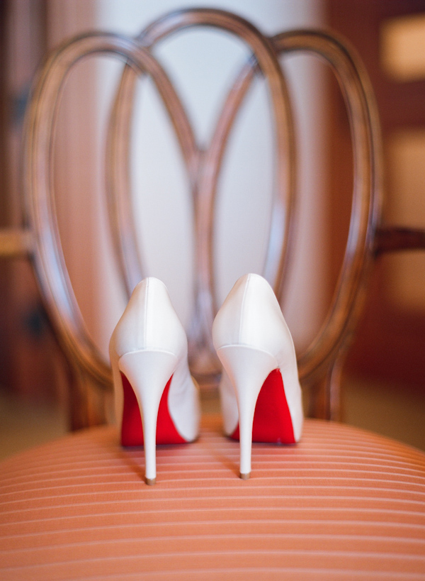 white christian louboutin wedding shoes wedding photo by Elizabeth Messina Photography